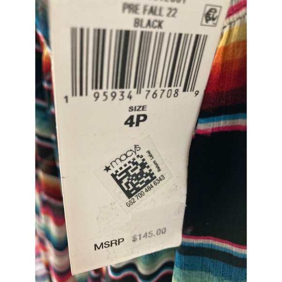 NWT LAUREN RALPH LAUREN PETITE BLANKET-STRIPE MOTIF TI BLACK varies - Picture 7 of 11